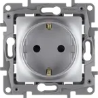 ETIKA Розетка с заземлением со шторками алюминий винтовые зажимы