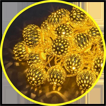Гирлянда световая  NGF-D003-30WW-230-золотые шарики (металл) | 14041 | Navigator