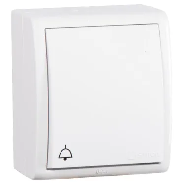 15 Aqua Кнопка клавишная с символом «звонок» IP54 10А 250В винтовой зажим S15A белый