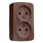 Розетка 2-местная ОП Минск 10А без заземления темное дерево