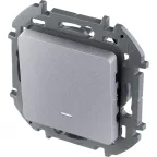 Выключатель одноклавишный с подсветкой/индикацией - Legrand Inspiria - 10А 250В безвинтовые зажимы - алюминий