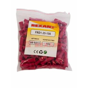 Разъем штекерный изолир гнездо 4 мм 0.5-1.5 кв мм (РШи-м 1.5-4 РШИм 1,25-5-4) красный, REXANT