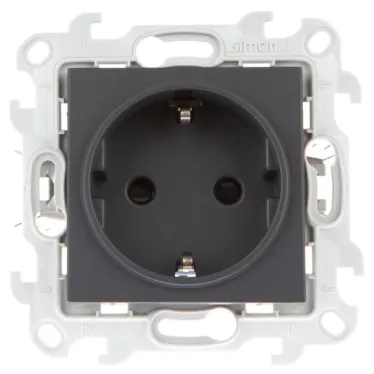 Розетка 2К+З с защитными шторками Push@Go, графит