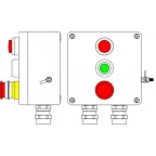Взрывозащищенный пост управления из полиэстера CPE-Р-05 - (1xLR(250) - P1G(11) - 1xP3E(11)) - 2x6018AASBKGM2SB(C)1Ex d e IIC T6 Gb / Ex tb IIIC T80°C Db IP66