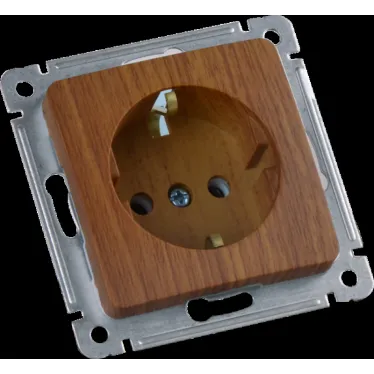 MASTER Розетка одноместная с заземляющим контактом, скрытой установки, в рамку, дуб