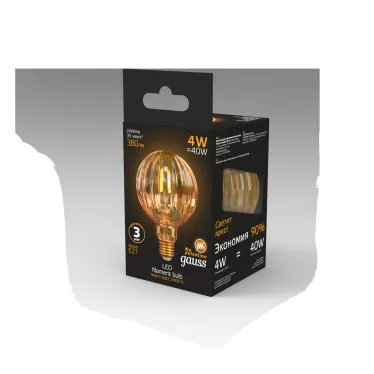 Лампа светодиодная Filament G100 4W 380lm 2400К Е27 golden Baloon LED 1/20 | 147802004 | Gauss