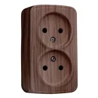 Розетка 2-местная ОП Минск 10А без заземления темное дерево