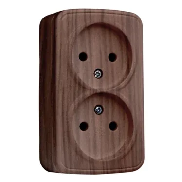 Розетка 2-местная ОП Минск 10А без заземления темное дерево