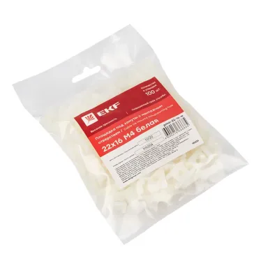 Площадка под хомуты (22x16) с монтажным отверстием М4 белая (100шт.) PROxima