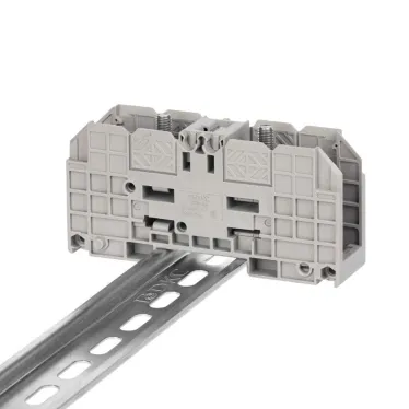 Клемма проходная, болтовой зажим, 2 точки подключения, 35 кв.мм, серая