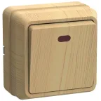 ОКТАВА Выключатель одноклавишный наружный сосна с индикацией 10А