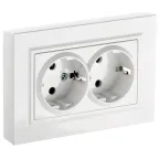 BRITE Розетка 2-местная с заземлением с защитными шторками 16А в сборе РСш12-3-БрБ белый