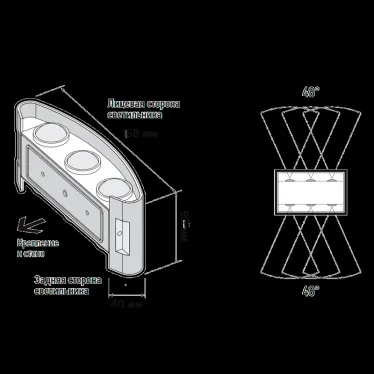 Светильник светодиодный фасадный ДБУ-6Вт 4000К 420Лм угол светораспределения 48° двухстороний -20...+50°С индекс Ra»80 корпус пластик черный IP44 Jazzway