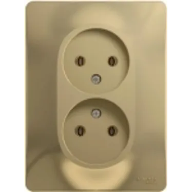 GLOSSA Розетка двойная без заземления в сборе титан