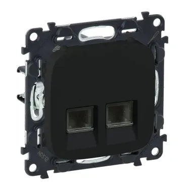 Valena ALLURE Информационная розетка двойная RJ45 Кат 6 UTP С лицевой панелью Антрацит