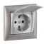 VALENA Розетка с заземлением без шторок с крышкой алюминий
