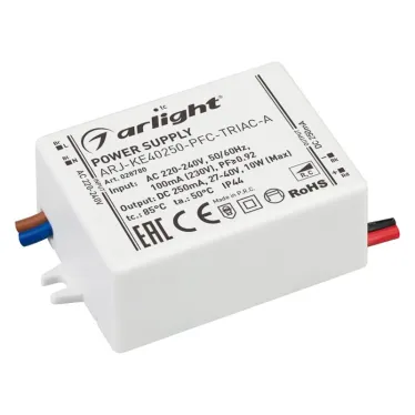 Блок питания ARJ-KE40250-PFC-TRIAC-A (10W, 250mA) (ARL, IP44 Пластик, 5 лет)
