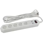 Фильтр сетевой 5х1,5м 2хUSB 10А с/з с выключателем белый