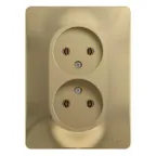 GLOSSA Розетка двойная без заземления в сборе титан