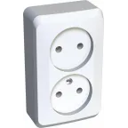 ЭТЮД Розетка двойная наружная без заземления без шторок белая