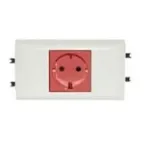 Mosaic-New Розетка с заземлением 2К+3 механическая блокировка красная 2 модуля