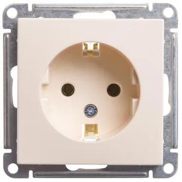 W59 Розетка с заземлением без шторок, 16А, механизм, слоновая кость