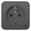 Розетка BLANCA наружная, с заземлением, без шторок, (тонкая), с изолирующей пластиной 16А, 250В, антрацит