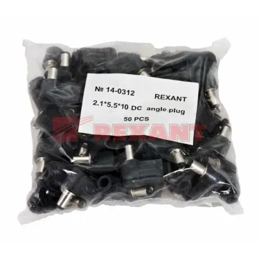 Разъем питания штекер 2.1х5.5x10 мм угловой,