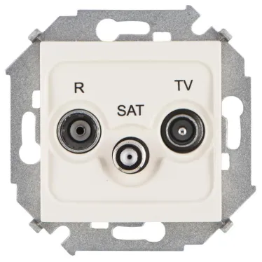 15 Розетка R-TV-SAT одиночная винтовой зажим слоновая кость