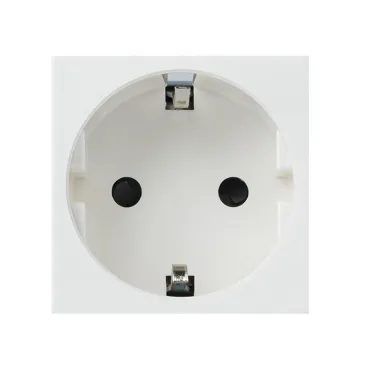 Розетка 45х45 (2 модуля), с заземлением, белая, пря мая