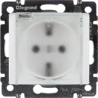 VALENA Розетка с заземлением с крышкой со шторками белая