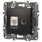 Розетка RJ45+TV, Эра Elegance, антрацит, 14-3110-05