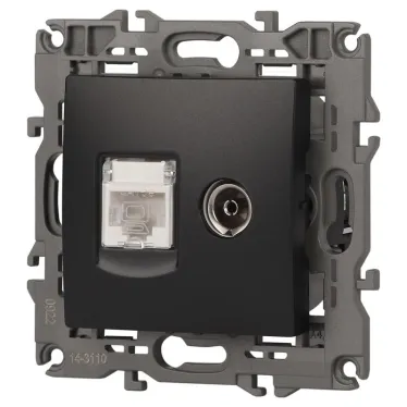 Розетка RJ45+TV, Эра Elegance, антрацит, 14-3110-05