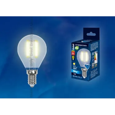 Лампа светодиодная LED 6вт 200-250В шар матовое 500Лм Е14 3000К Sky филамент