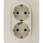 ETIKA Розетка двойная с заземлением без шторок слоновая кость