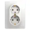 GLOSSA Розетка двойная с заземлением в сборе белая