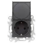 Розетка 2К+З Schuko IP44, графит
