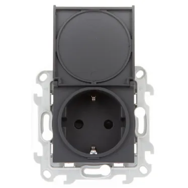 Розетка 2К+З Schuko IP44, графит