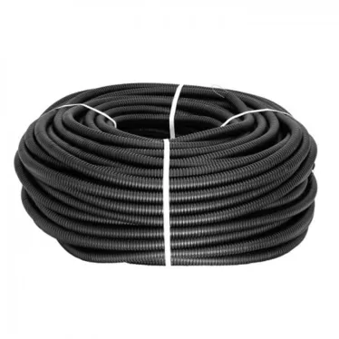 Труба ПНД гибкая гофрированная d20мм, тяжёлая с протяжкой, 100м, цвет черный PROxima