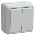 ОКТАВА Выключатель двухклавишный наружный белый