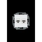 15 Розетка телефонная двойная RJ11 винтовой зажим белый