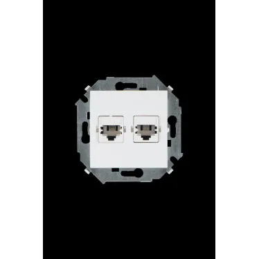 15 Розетка телефонная двойная RJ11 винтовой зажим белый