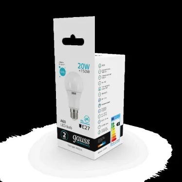 Лампа светодиодная LED 20 Вт 1600 лм 4100К А60 груша нейтральный E27 AC 220В Elementary Gauss