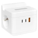 Удлинитель "Куб" 2 гнезда 1USB + 2Type C с быстрой зарядкой, подставкой под телефон и ночником 1,3 метра 1мм2