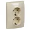Sedna Розетка двойная с заземлением без шторок бежевая в сборе