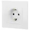Розетка 2P+E Schuko со шторками, 16А-250В, Эра Elegance, белый, 14-2102-01