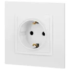 Розетка 2P+E Schuko со шторками, 16А-250В, Эра Elegance, белый, 14-2102-01