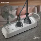 Удлинитель электрический без заземления 3 розетки 1,5м ПВС 2x0,75мм2 6А UX(6)-3-1,5m ЭРА