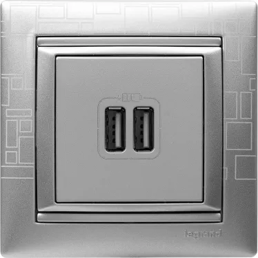 VALENA Розетка двойная USB алюминий
