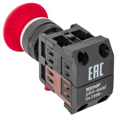 Кнопка AEAL-22 красная с фиксацией NO+NC грибок PROxima